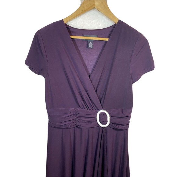R&M Richards Dress Womens Sz 10 Midi Formal Dark Purple‎  Rhinestone Front - Picture 2 of 11